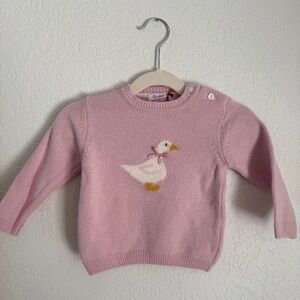 Trotters London Girls Pink Duck Sweater